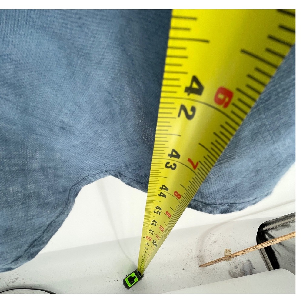 Saks Fifth Avenue Womens Dress XL Midi Blue 100% Linen Boho  Ruffle V-Neck Italy - Picture 7 of 12